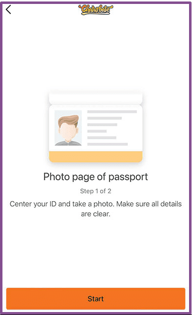 Verifying the Chaturbate model from your phone: photo page of passport