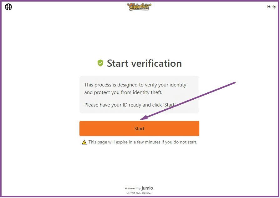 Start verification on Chaturbate