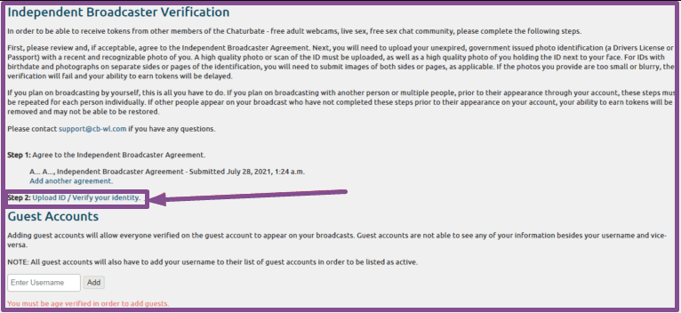 Upload ID/Verify your identity for model on Chaturbate